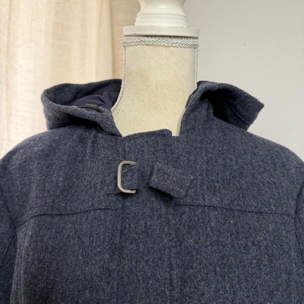 Woolrich Hooded Parka Jacket Coat Wool Blend Navy Blue Toggle Zip Women's SMALL - Picture 10 of 16
